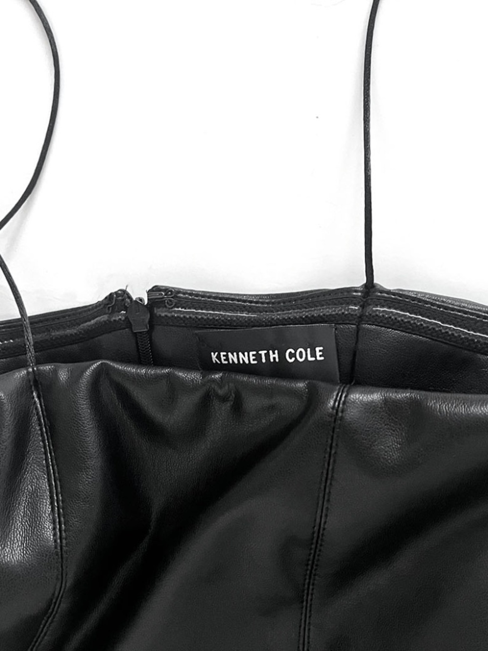 Kenneth Cole Women's Black Faux Leather Pleated Combo Corset Ball Gown Size: S - Picture 4 of 8